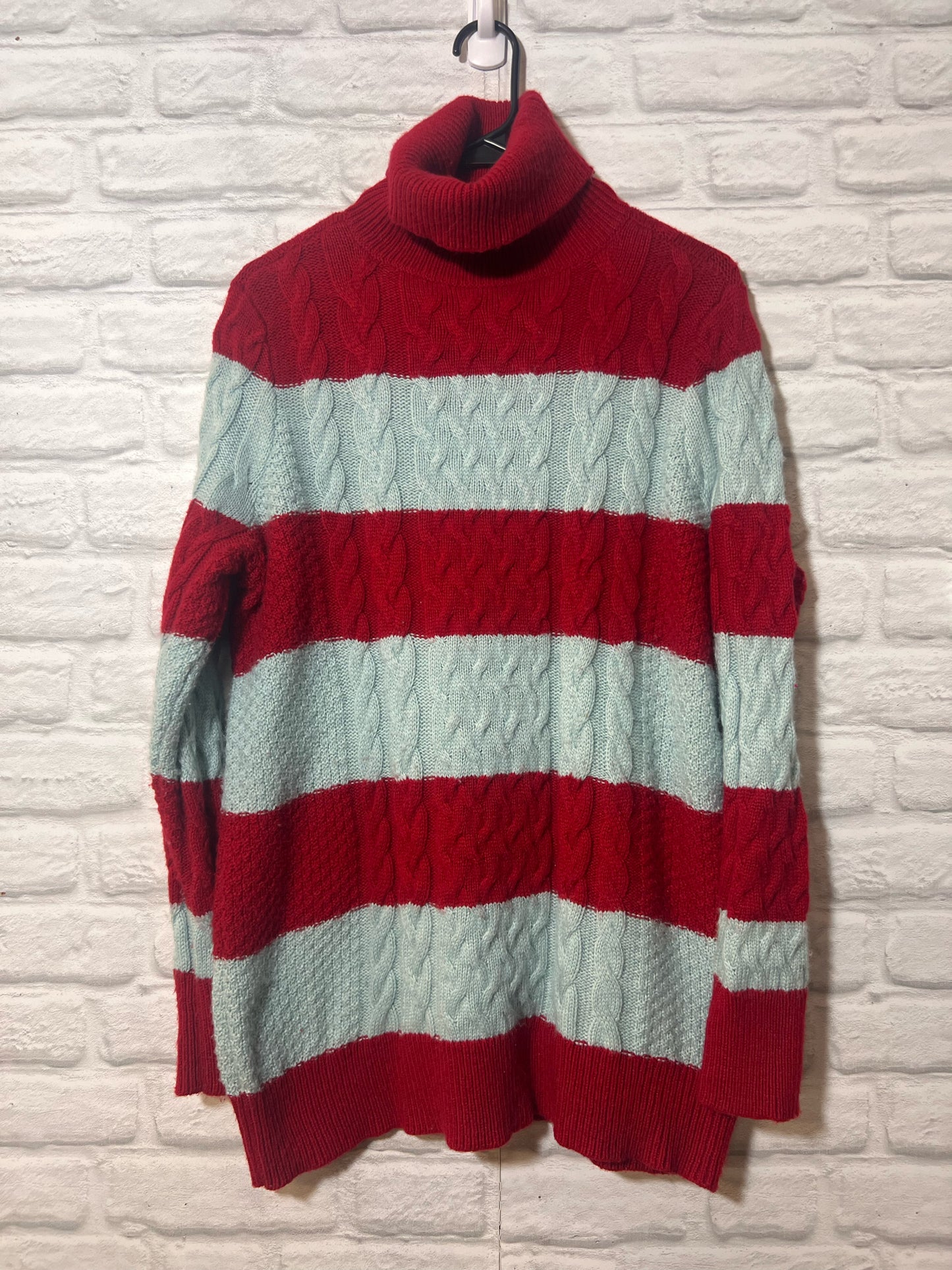 Size M Halogen Red & Blue Striped Wool Blend Sweater