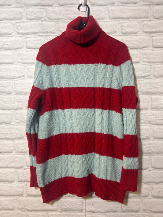 Size M Halogen Red & Blue Striped Wool Blend Sweater