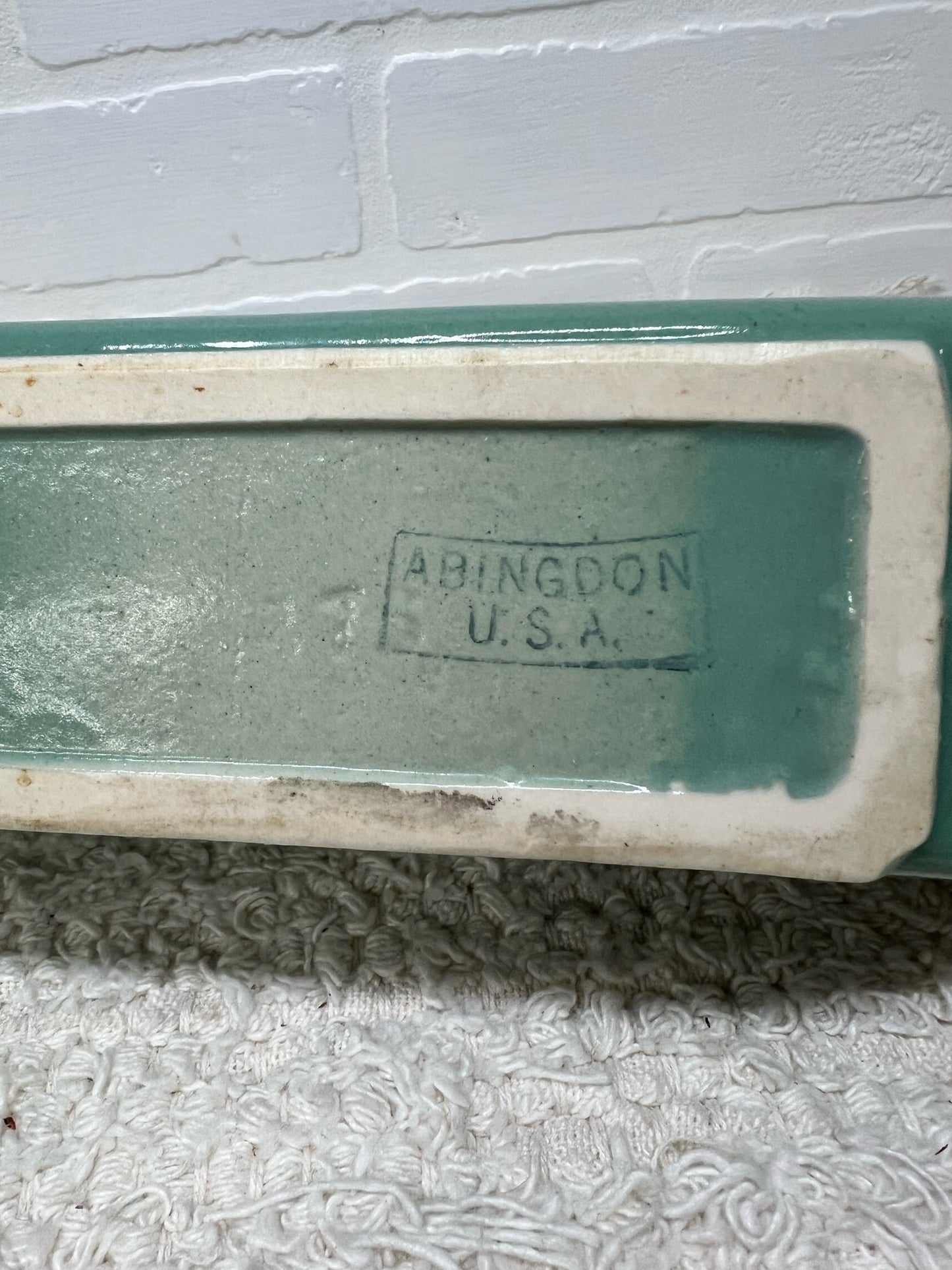 Abingdon 1940's teal blue/green rectangular planter