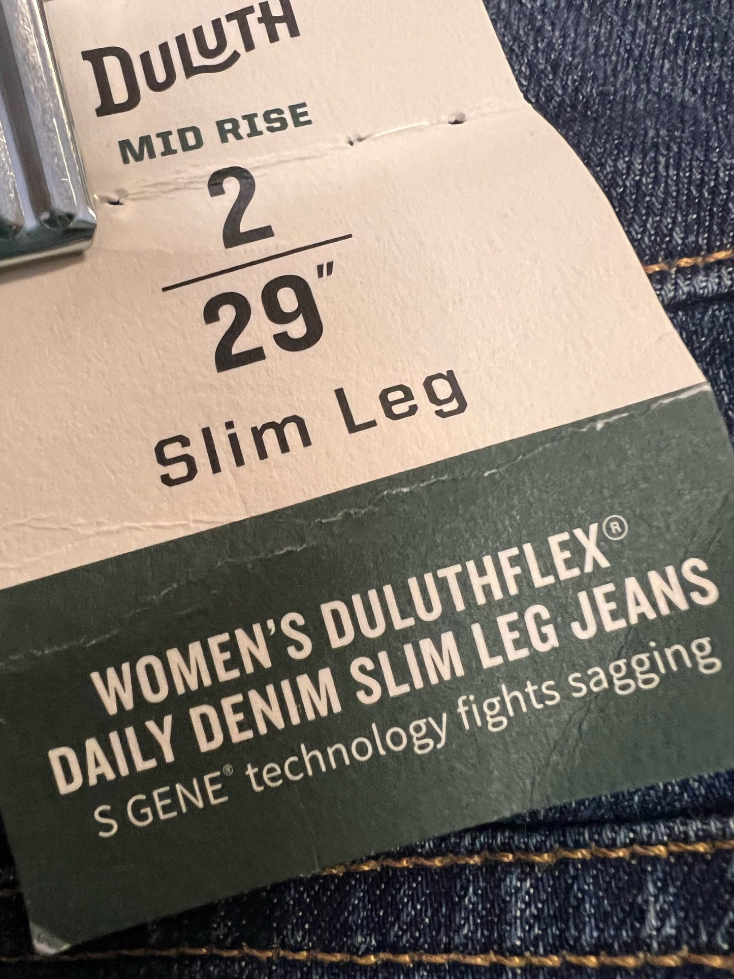 Duluth Trading Co. Size 2 Daily Denim Slim Leg NWT Jeans
