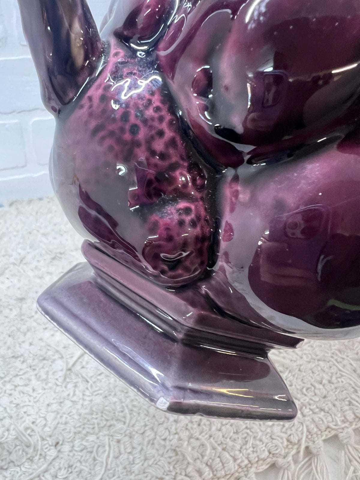 Inarco "Cool Claret" Plum Colored Ceramic Coffee Pot w/ 4 Mugs Circa 1960's