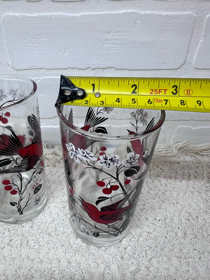 Hazel Atlas Set of 2 Scarlet Tanager Drinking Glass