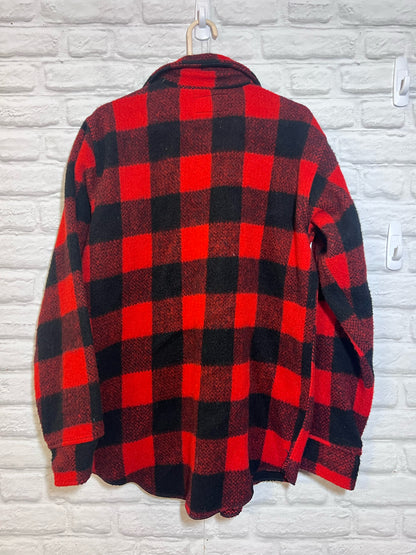 Melton Circa 1970's Buffalo Check Red & Black Wool Jacket Size Medium/Tall