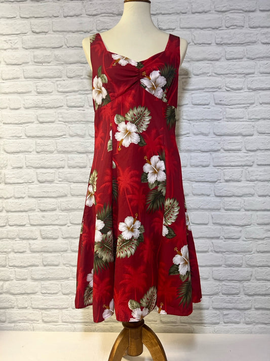 Vintage Size M Pacific Legend Red Floral Cotton Dress