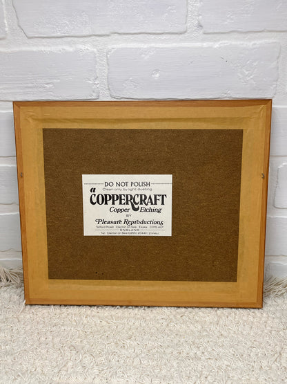 Coppercraft New in Box Framed Brass Etching - The Square - Chagford