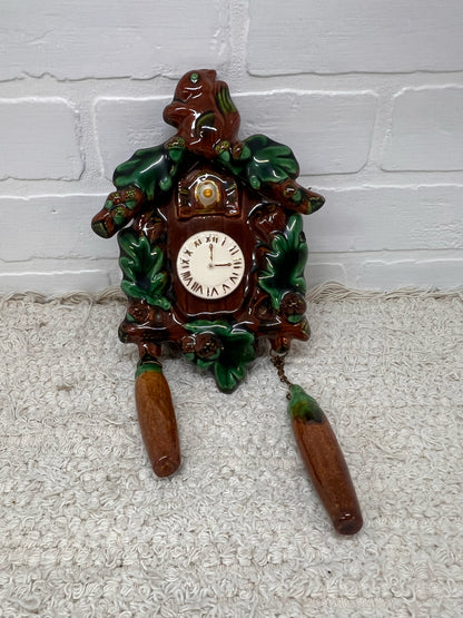 Vintage Ceramic Wall Pocket - Cuckoo Clock with Squirrel