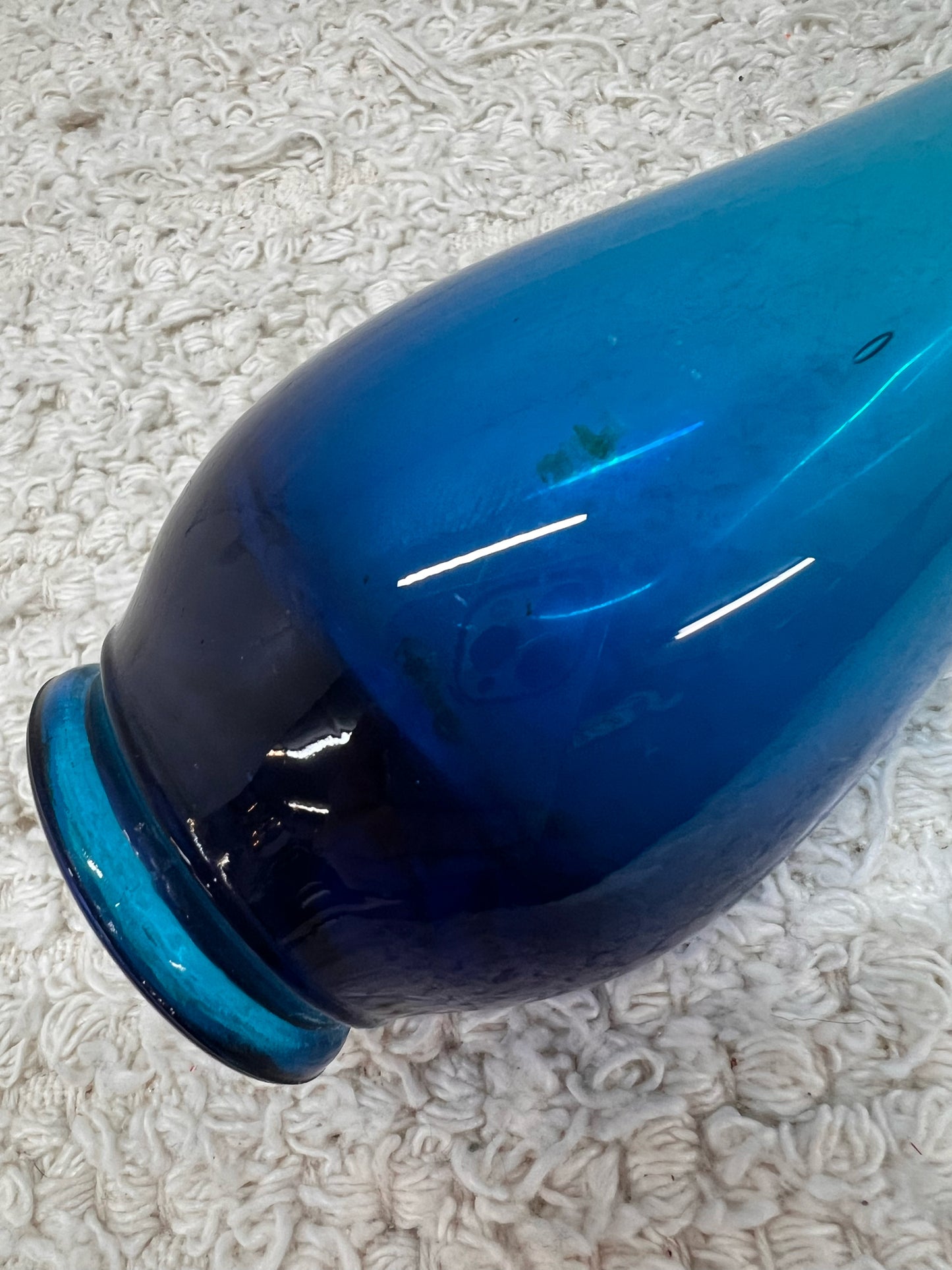 Viking Glass 12" Swung Glass Vase in Blue - MCM Decor