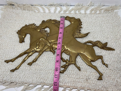 MCM Brass winged horses wall decor