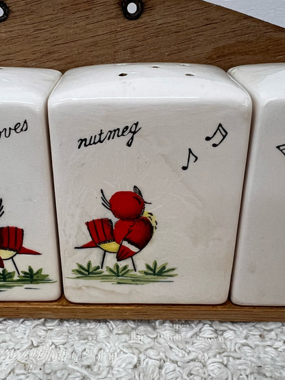 Ucagco Spice Jar Set - Singing Red Bird - Hard to Find