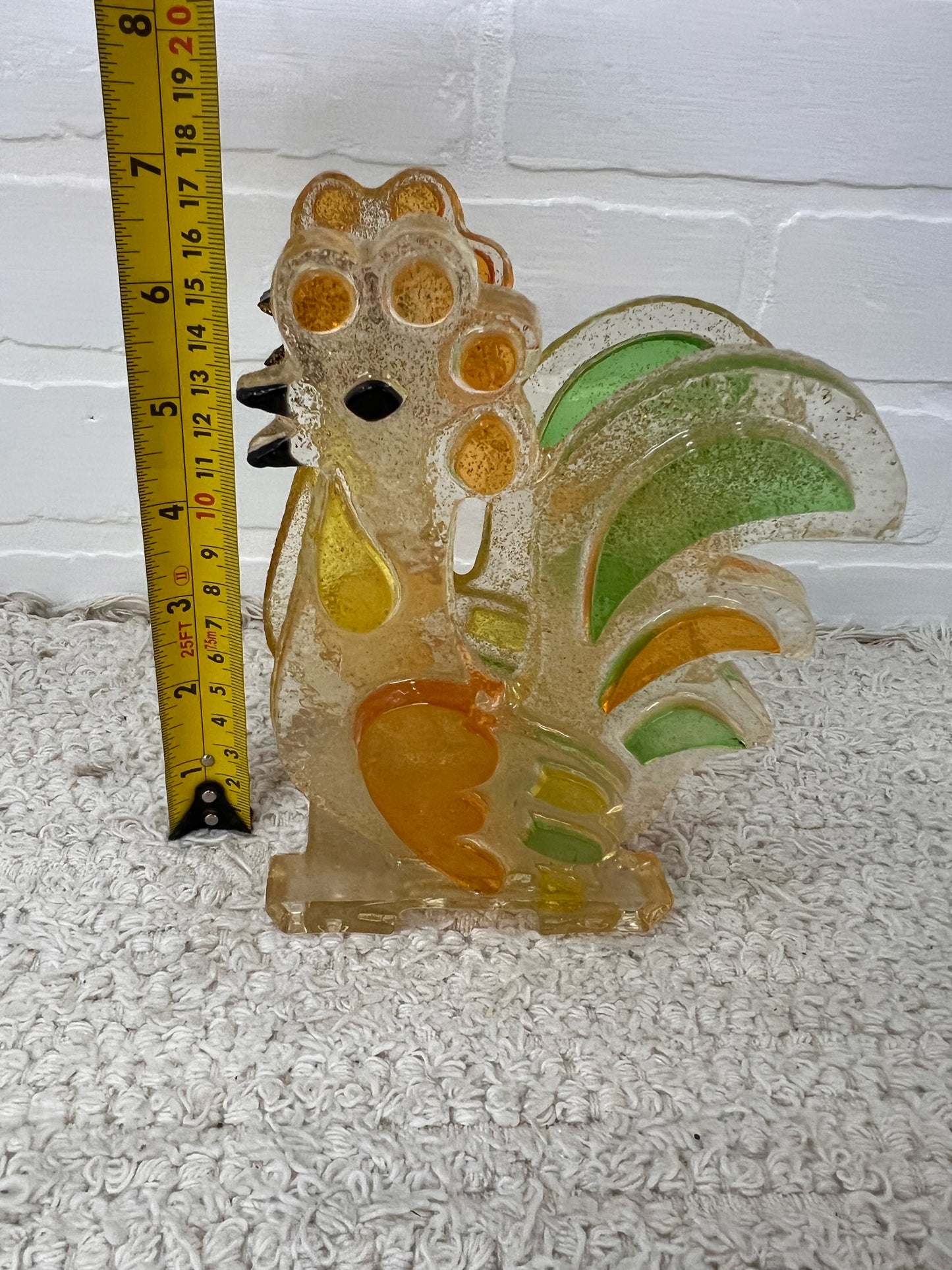Chunky Lucite Rooster Napkin Holder - 1970's Appeal