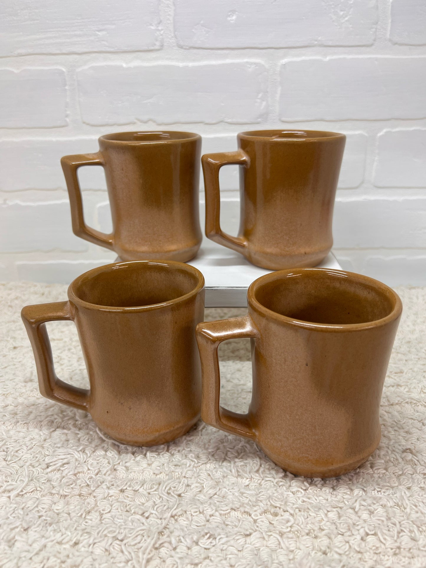 Frankoma Mug Set C5 Brown Pottery - Original Box!
