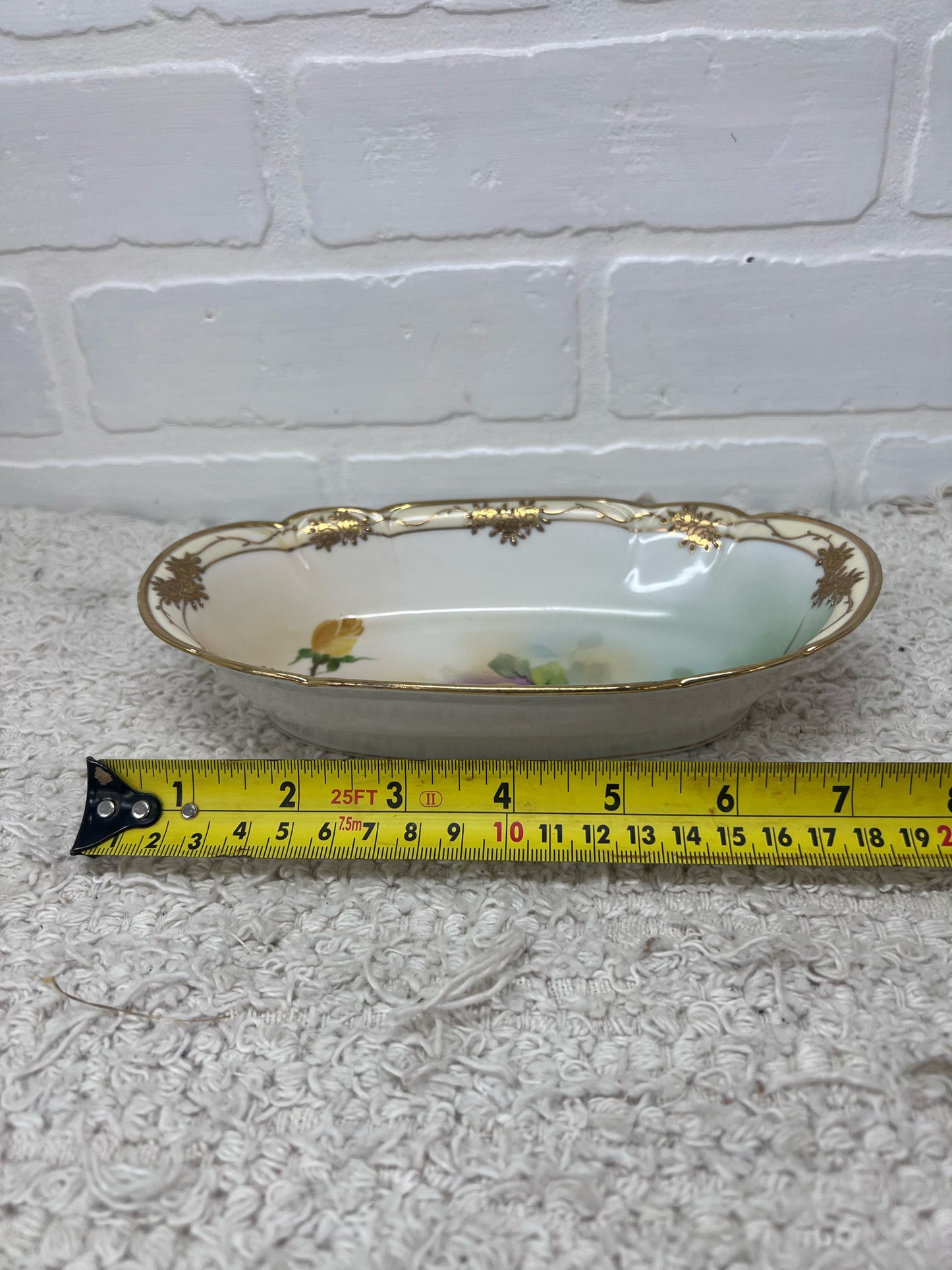 Vintage Nippon China Hand Painted Rose Floral Dish