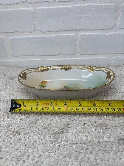 Vintage Nippon China Hand Painted Rose Floral Dish