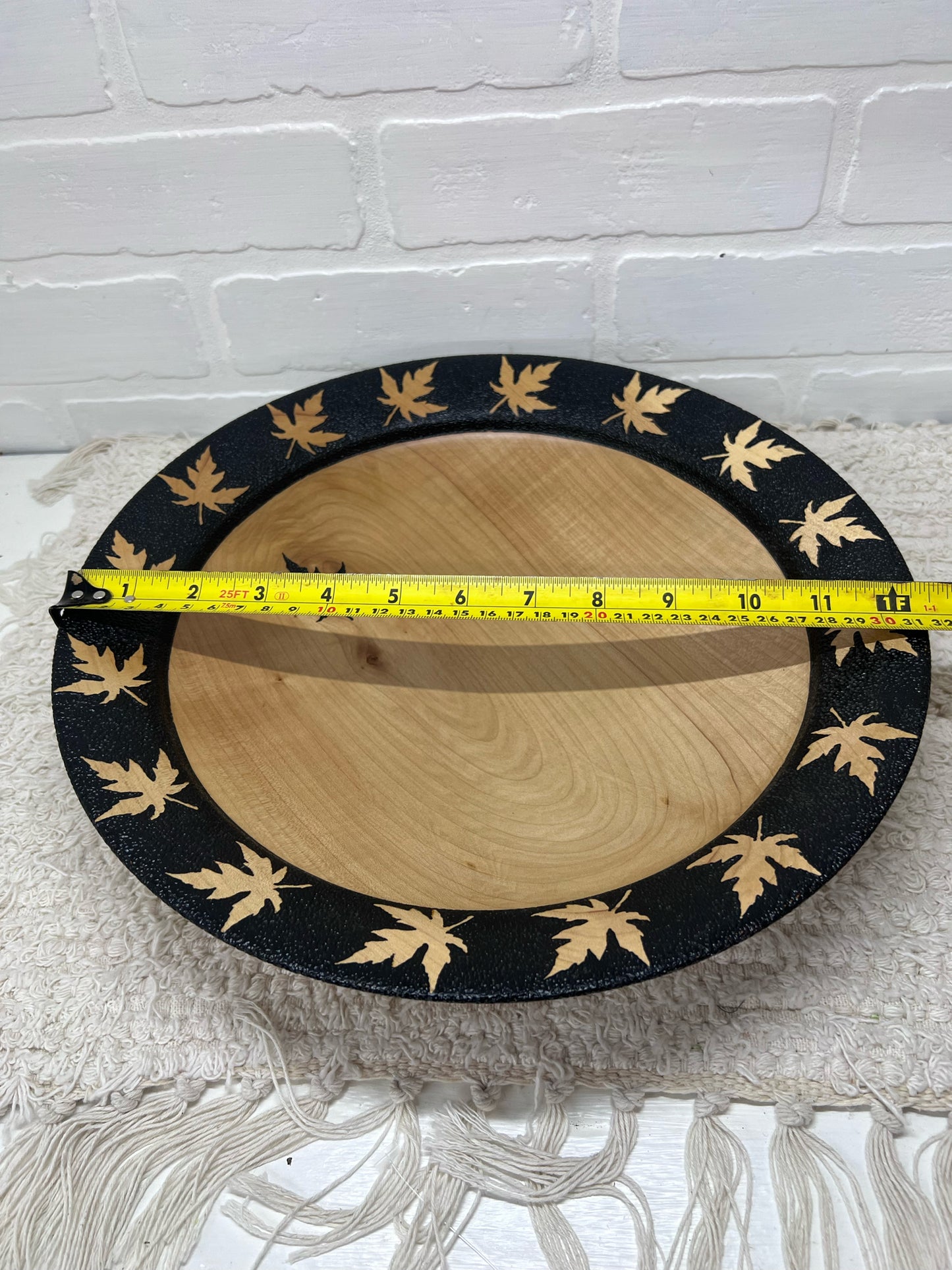 Japanese Wooden Bowl w/ Maple Leaf Detail
