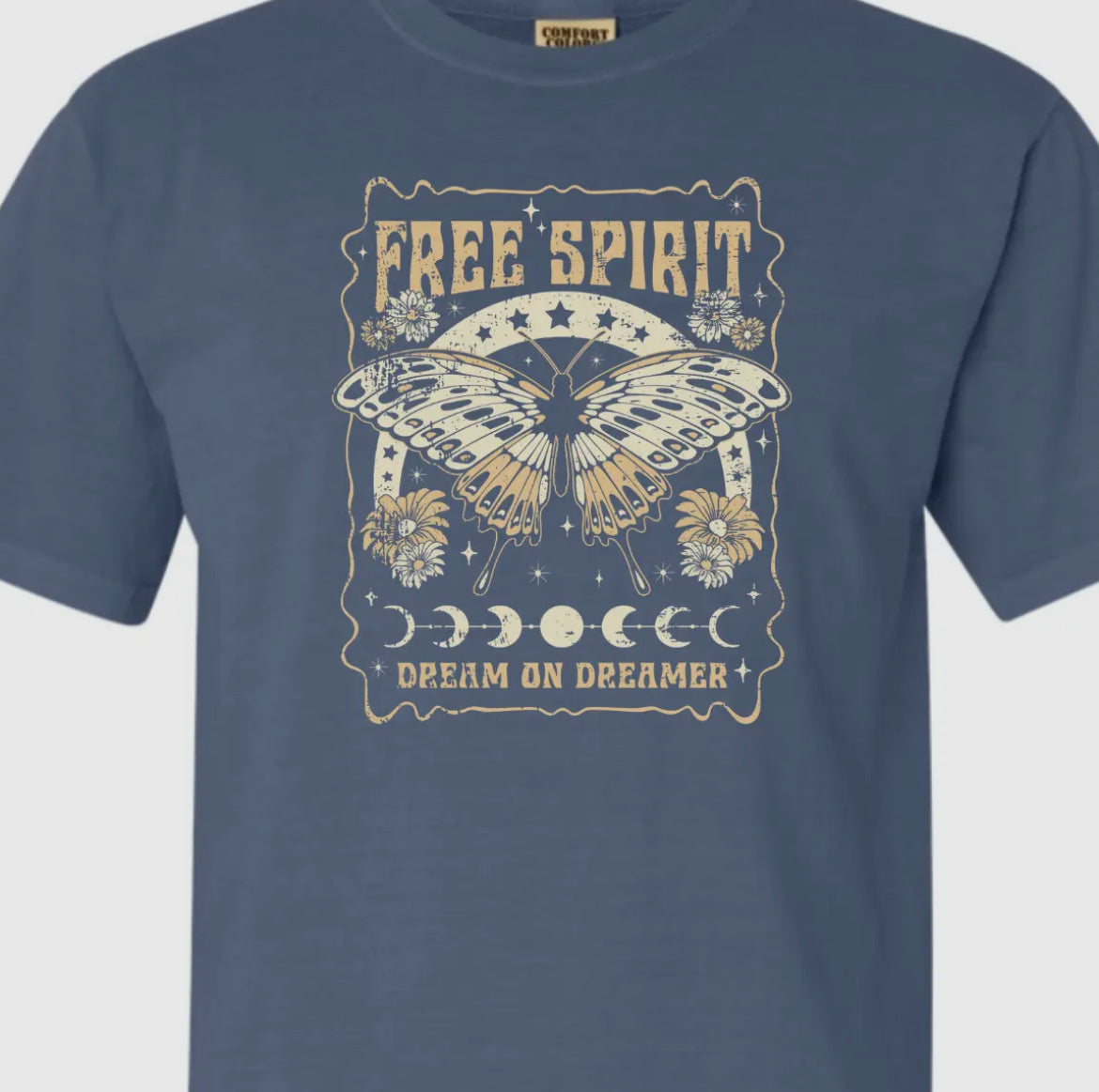 Free Spirit Comfort Colors Graphic T-Shirt - Pepper or Denim Blue