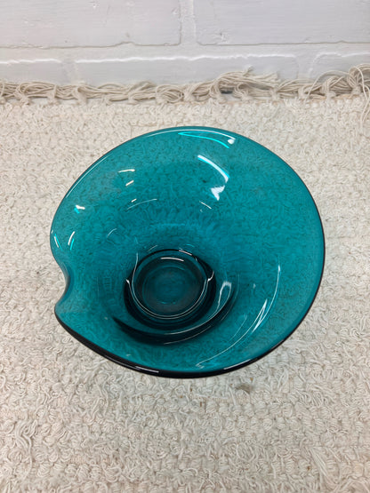 Viking Glass Blunique BonBon Bowl MCM Art Glass