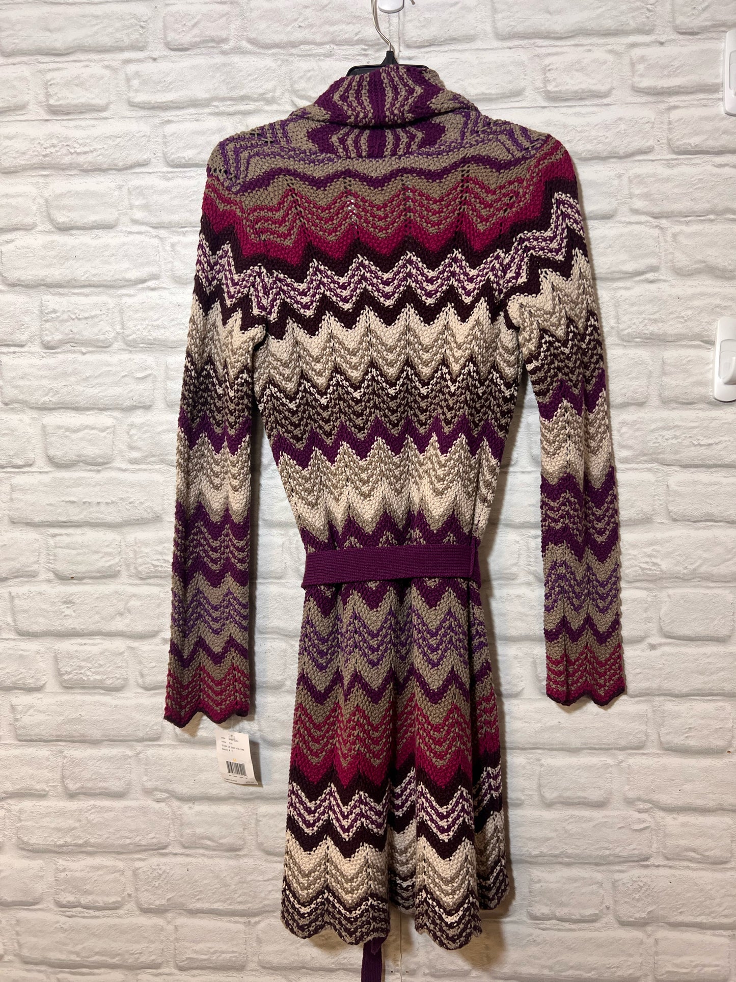 Size M Liz & Co Purple Chevron Multicolor Knit Cardigan NWT