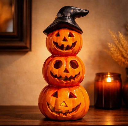 Black Hat Stack O' Jack-o-lantern LED light