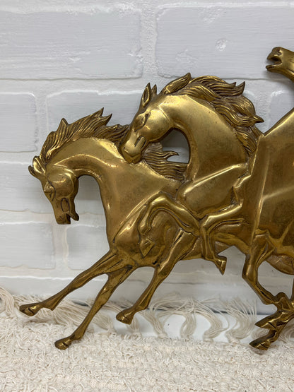 MCM Brass winged horses wall decor