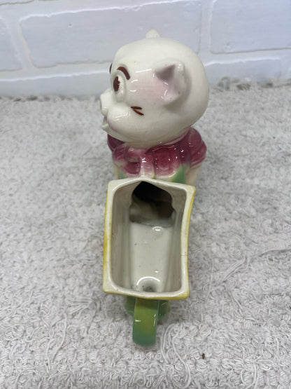 Circa 1950's Shawnee Planter Pig w/ Wheelbarrow