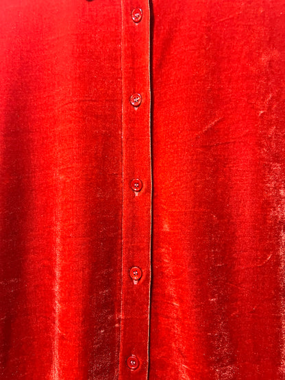 Size S Soft Surroundings Button Down Orange Velour Layering Tunic