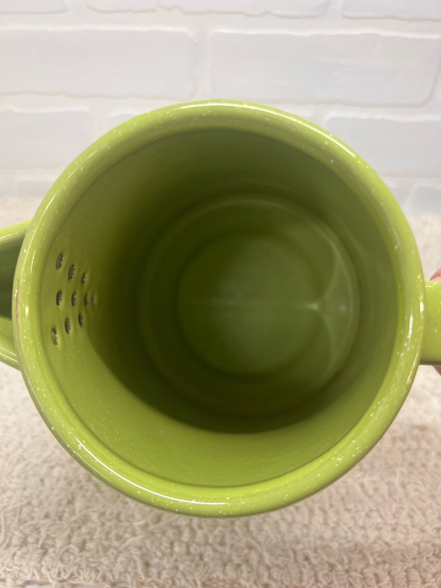 Vintage Green Speckled Enamelware Coffee Pot