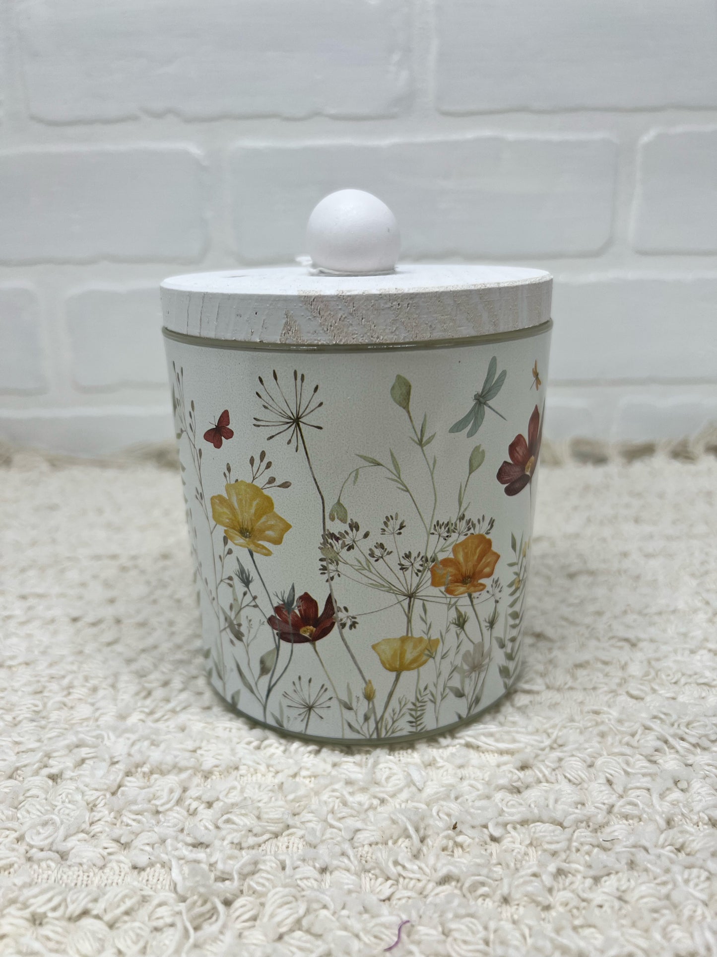 Lidded glass floral jar