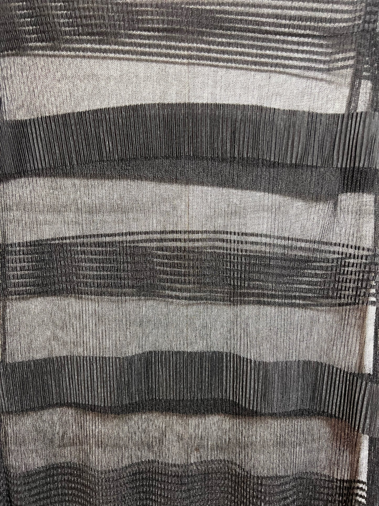 Size L Moss Copenhagen Striped Sheer Black Long Sleeved Top