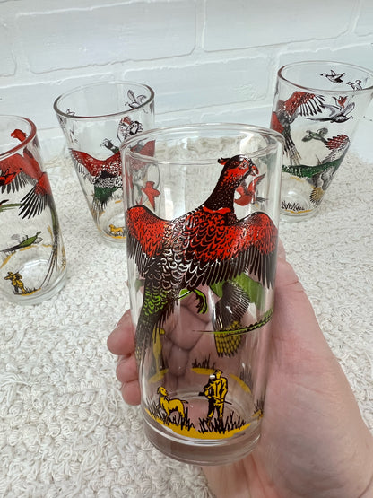 Hazel Atlas hunting/pheasant/dog glass set