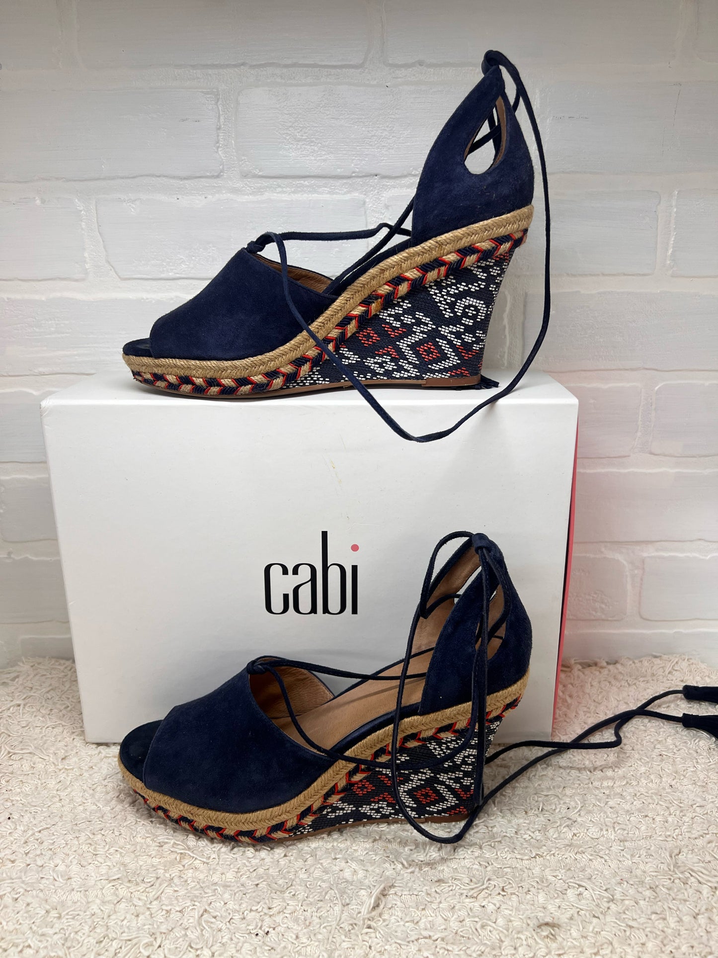Shoe Size 9 CAbi Wedge Espadrille Lace Up Sandals