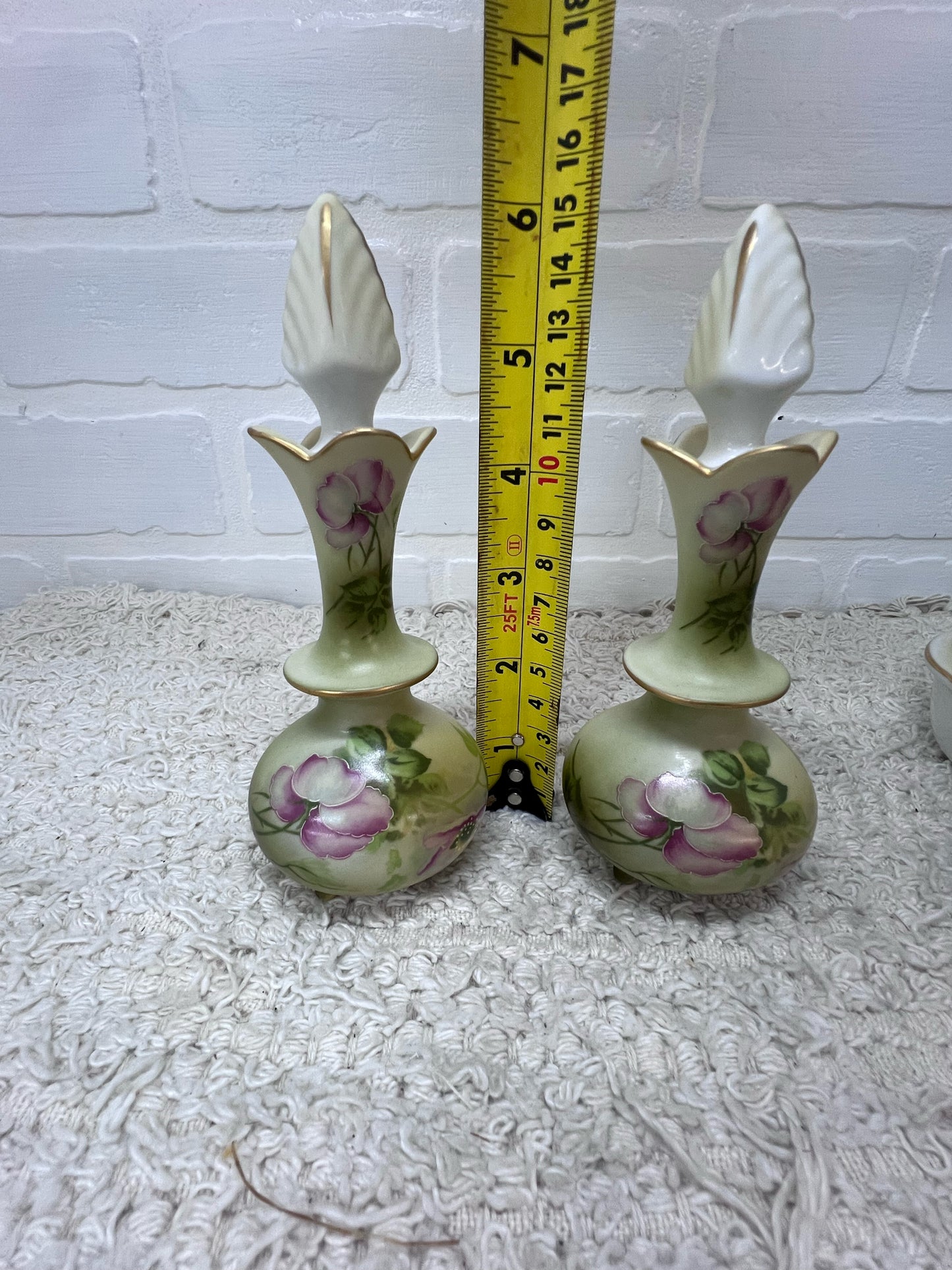 Nippon Vanity Set - Hand painted rose pattern