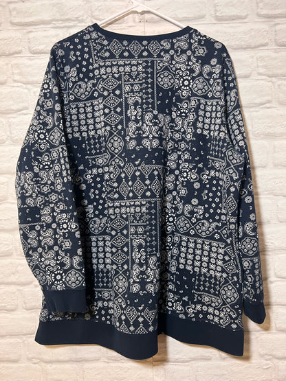 Size 1X Land's End 'Serious Sweats' Bandana Print  Sweatshirt