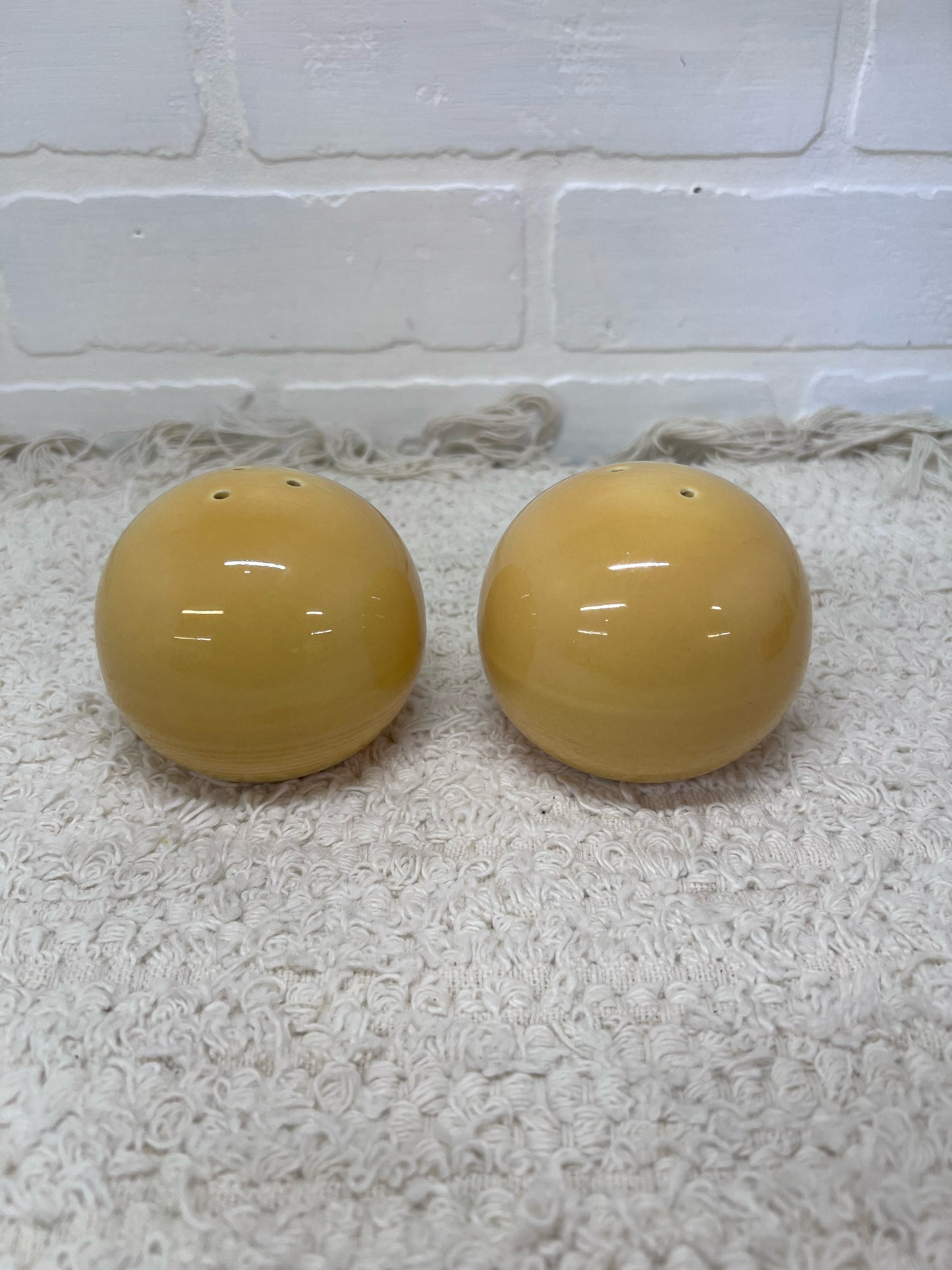 Yellow Ball Salt & Pepper Shaker Set (2) Stamped Japan