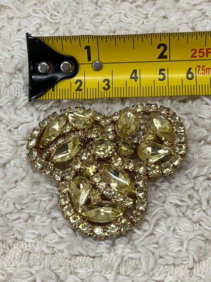 Weiss yellow rhinestone brooch