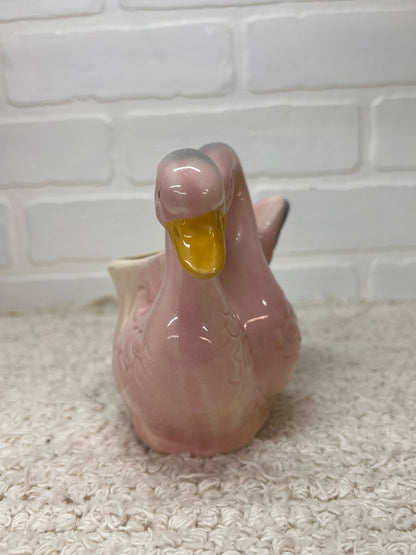 Vintage Pink & Gray Double Swan Planter