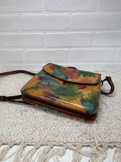 Patricia Nash Vallata Crossbody Bag - Leather with Butterfly Watercolor Print