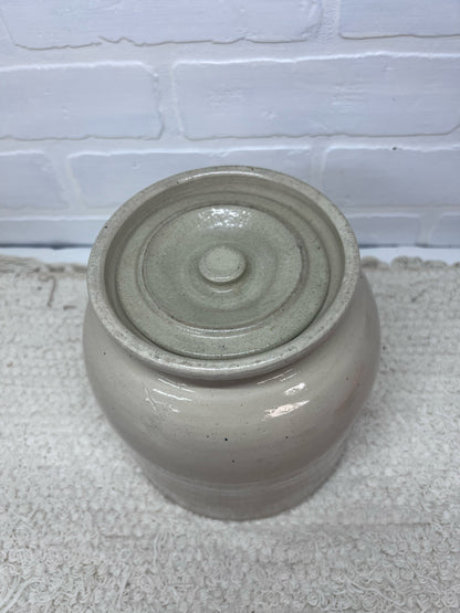 Unbranded Lidded Utilitarian Crock Measures Approx 7" Tall