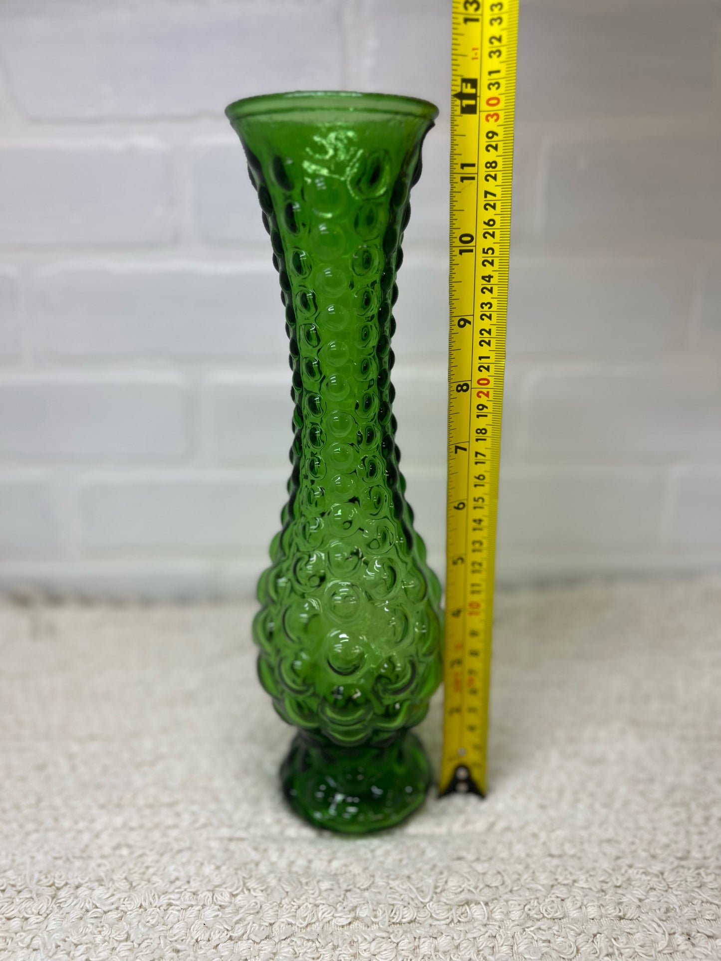MCM Green Glass Bubble Vase
