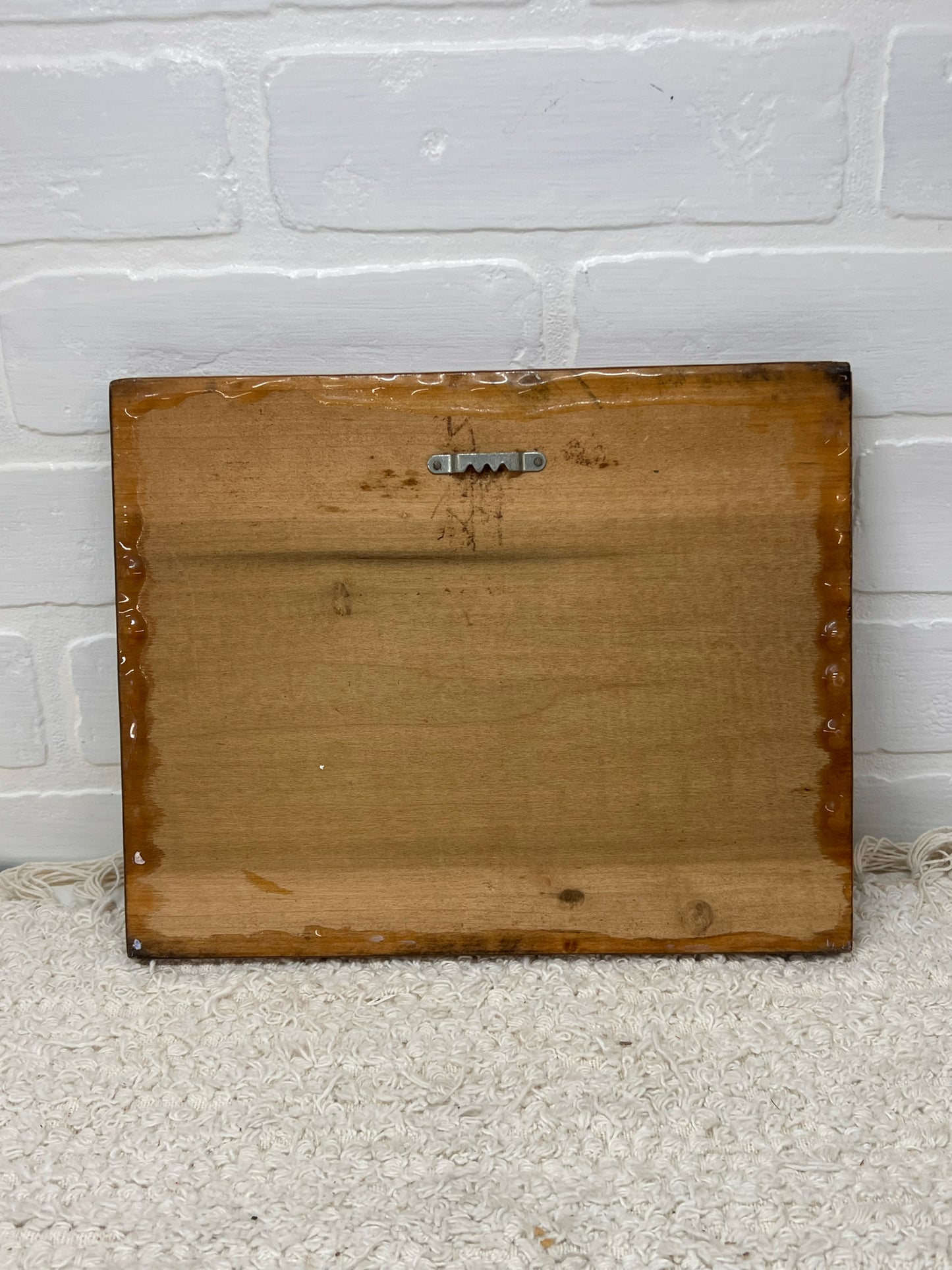 Vintage Foil Art Bear & Cubs Fall Scene on Wood