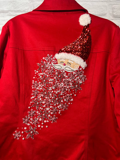 Size L Berek Red Cotton SANTA Embellished Jacket