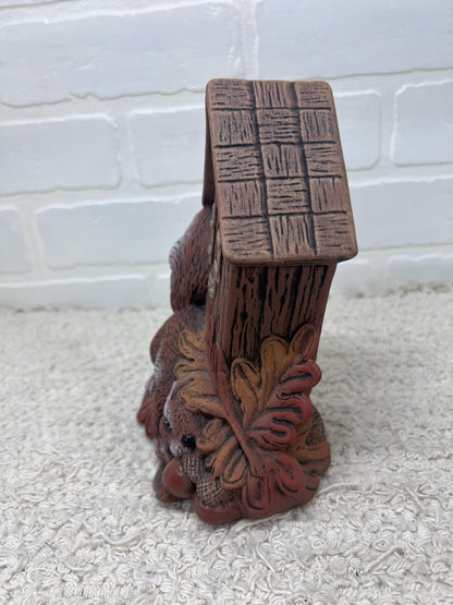 Vintage Ceramic Squirrel w/ Birdhouse