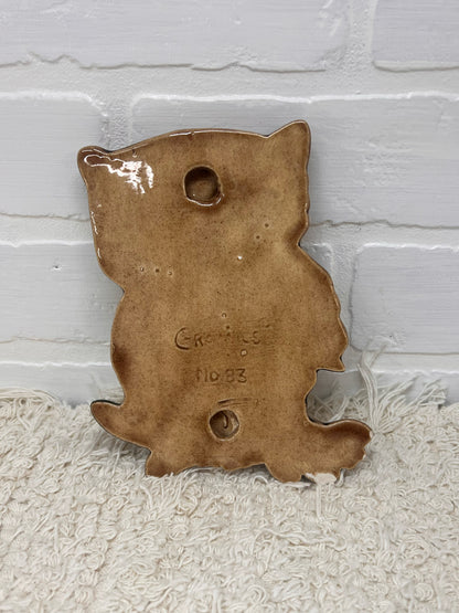 Vintage 1980's Owl Spoon Rest/Wall Plaque