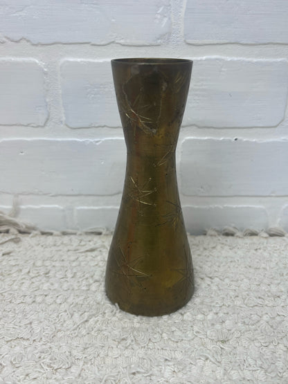 Vintage Brass Vase w/ Atomic Etched Design