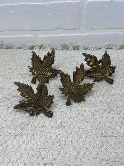 Brass Maple Leaf Napkin Ring Set (4)