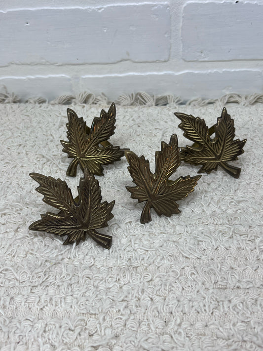 Brass Maple Leaf Napkin Ring Set (4)