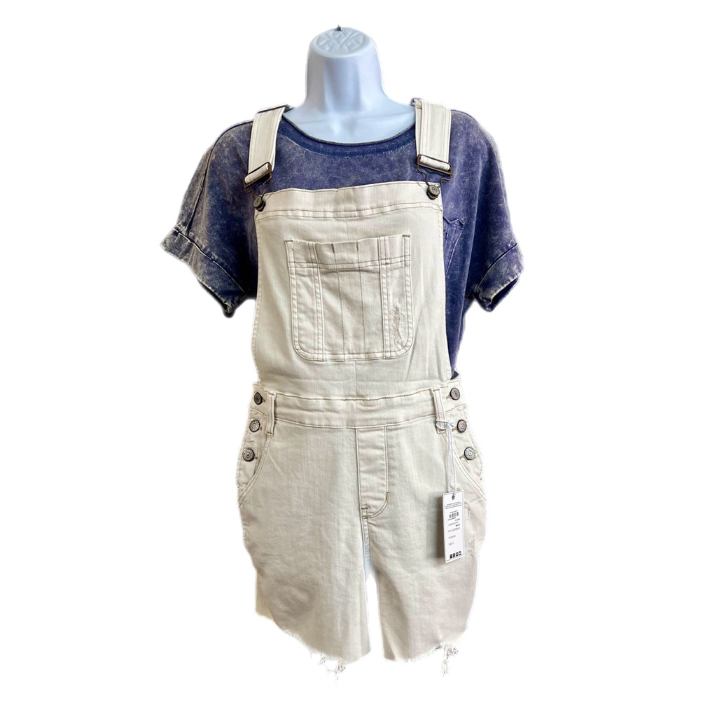 Judy Blue Ecru Cutoff Overall Shorts