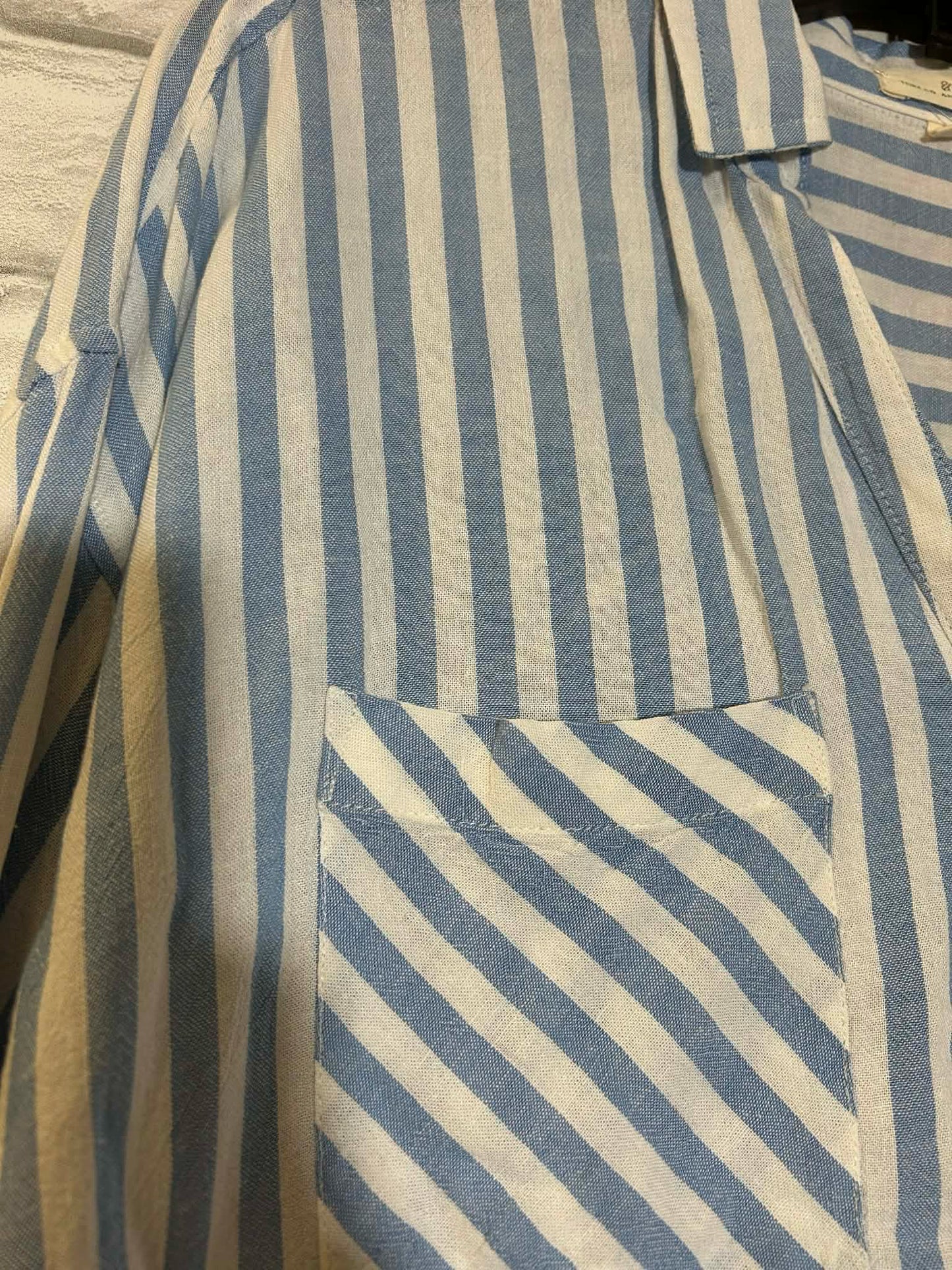 Size S Thread & Supply Blue & Whte Striped Blouse