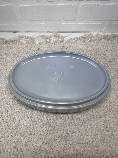 Red Wing Pottery Monarch Line Oval Shallow Planter Blue/Gray Stripe