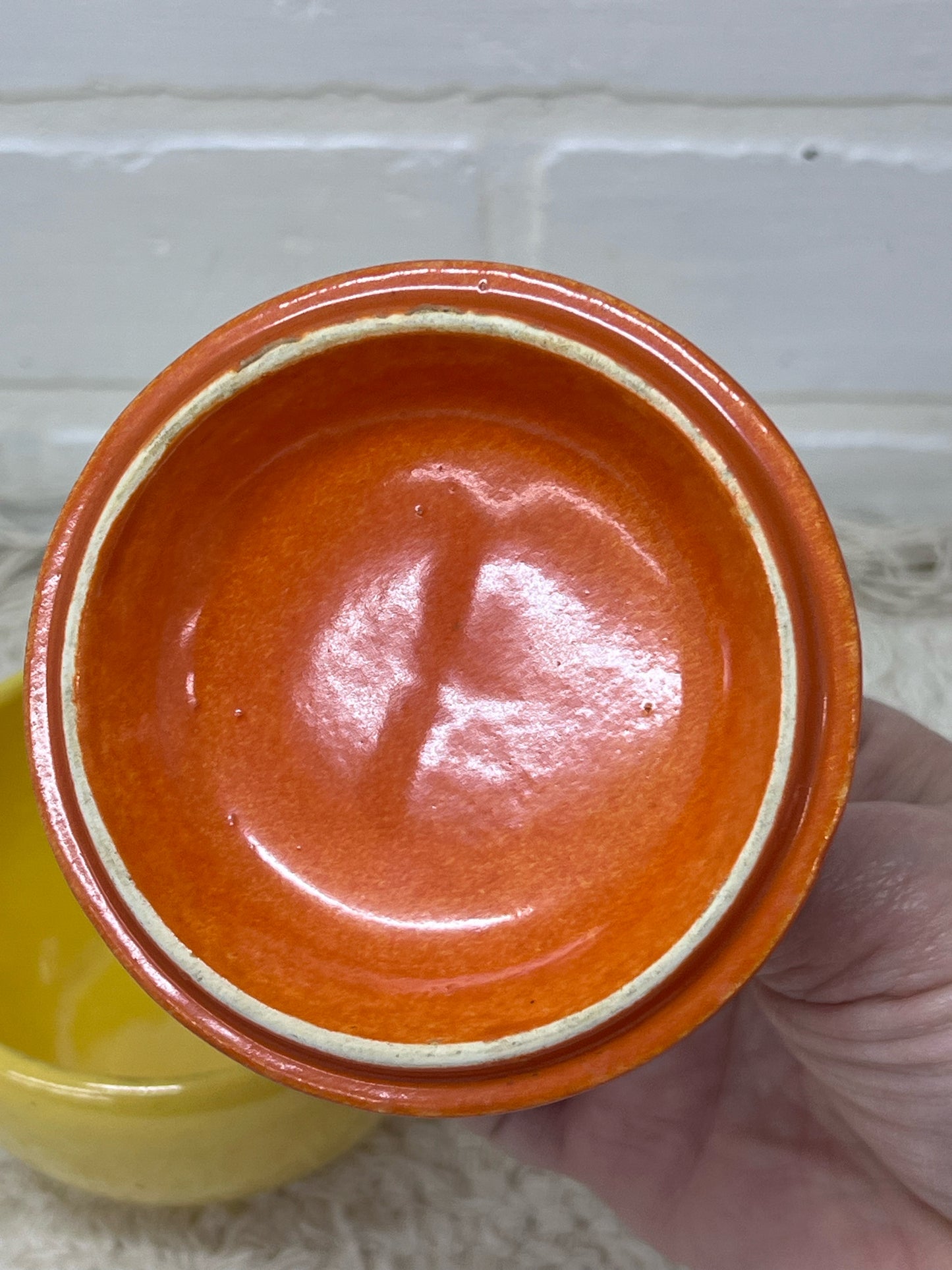 Stangl Pottery Sugar Bowl - Art Deco Orange & Yellow
