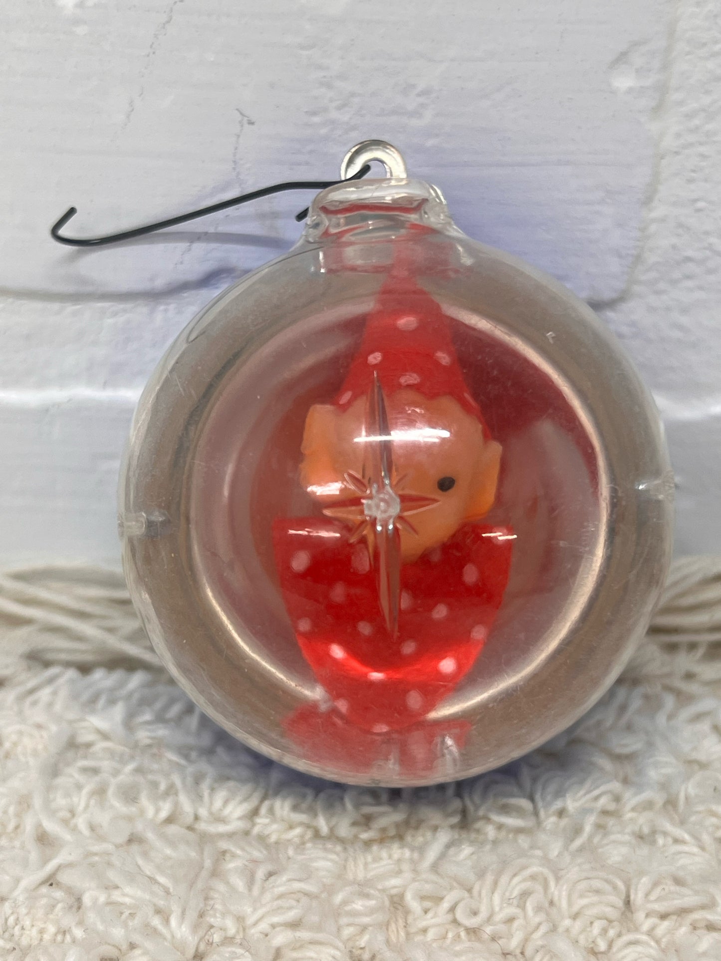 Vintage JewelBrite Elf Diorama Ornament